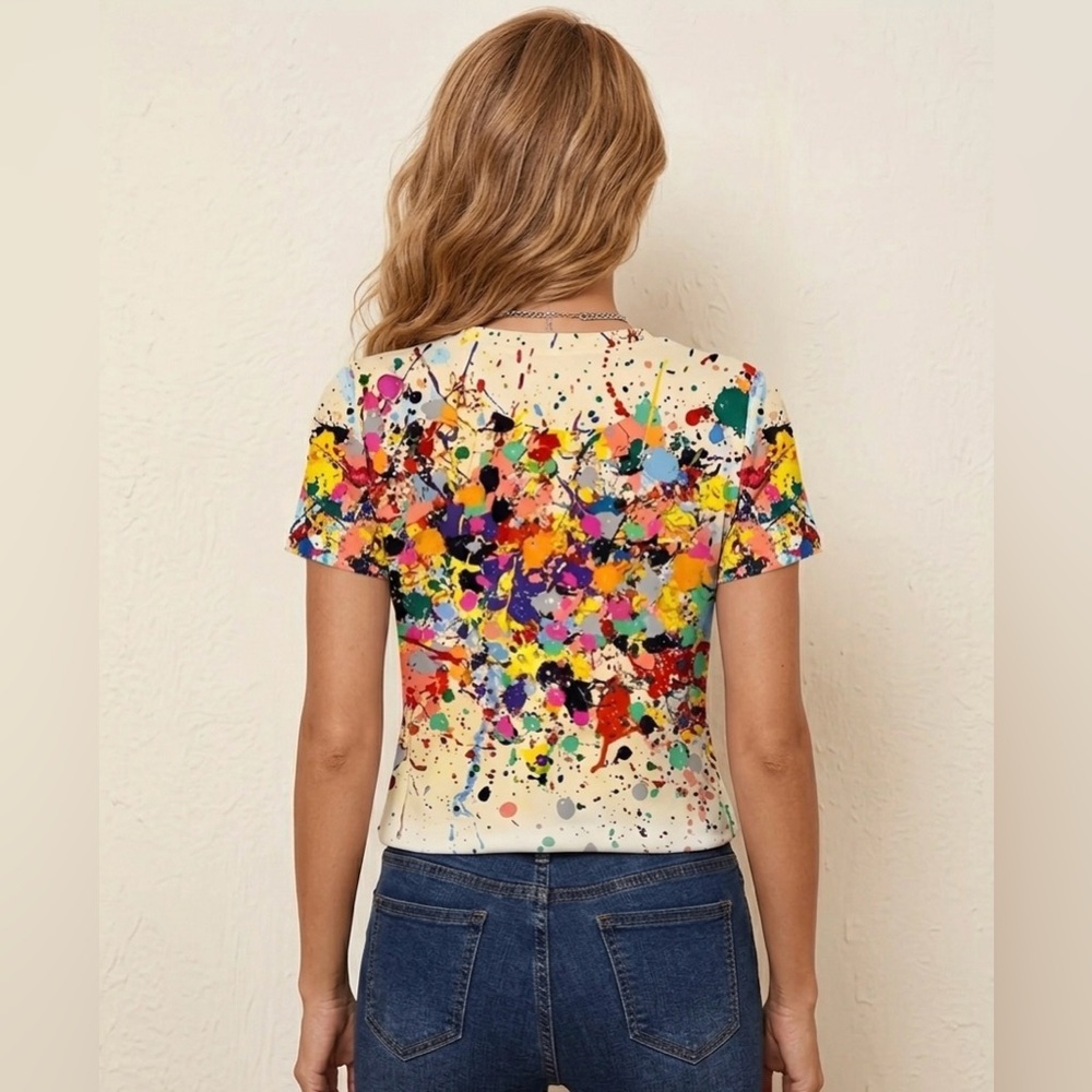Color Splash Short Sleeve Tee - Multicolor - Picture 2 of 4